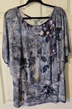 Catherine's Women's Tunic Top Butterfly Sleeve 2X 22/24 Plus Size